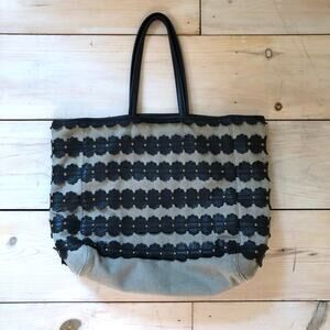 Anthropologie Miss Albright Specialty Vintage Shoulder Tote Black and Gray